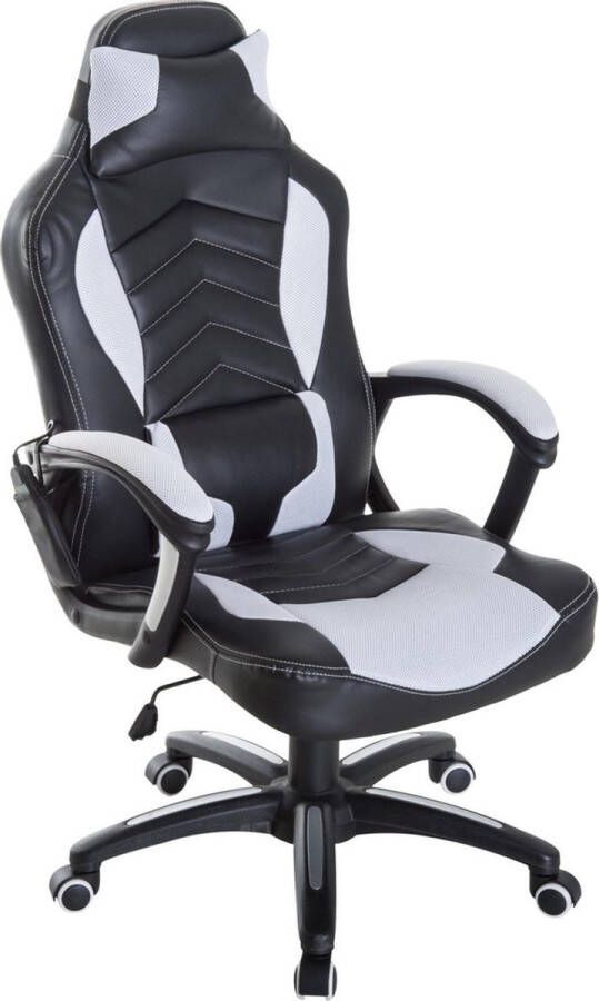 Homcom HOMdotCOM Bureaustoel ergonomisch gamingstoel met massagefunctie zwart wit