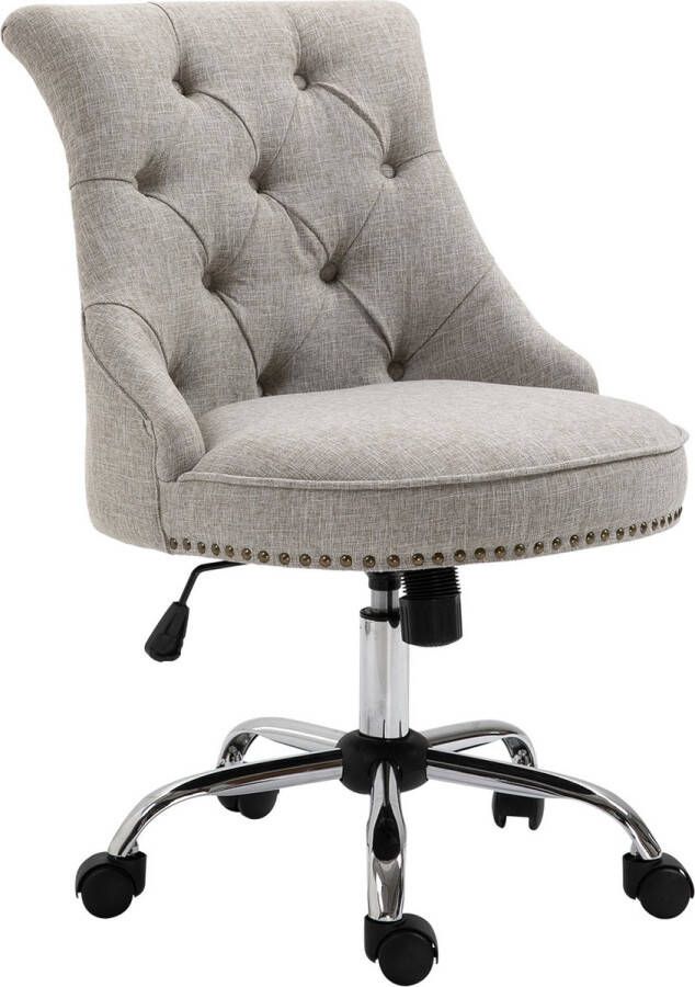 Homcom HOMdotCOM Draaistoel gestoffeerde stoel directiestoel 150 kg draagvermogen in hoogte verstelbaar linnen - Foto 4