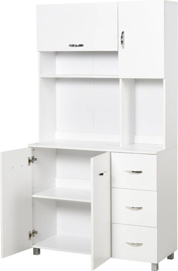 Homcom HOMdotCOM Keukenkast ladekast met 3 lades met verstelbare planken wit