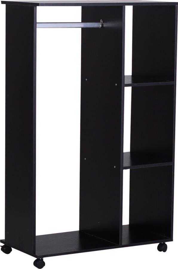 Homcom HOMdotCOM Kledingkast open gangkast met spijlen en wielen