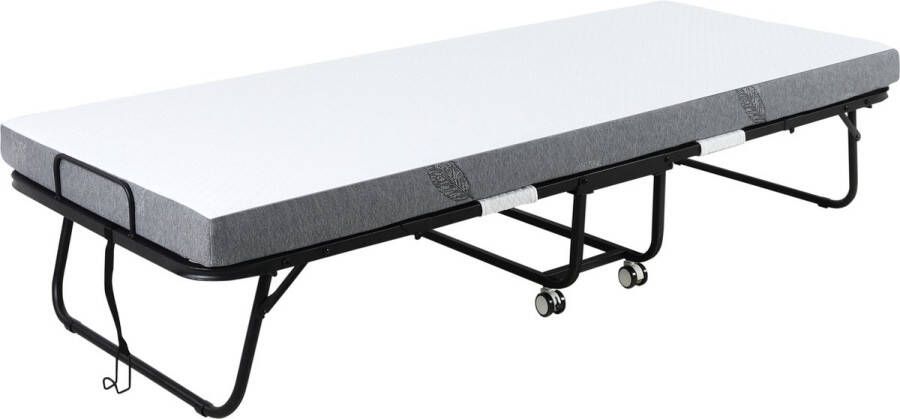 Homcom HOMdotCOM logeerbed 2-in-1 opklapbed met wielen hoofdbord in hoogte verstelbaar opklapbaar