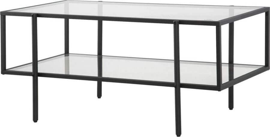 Homcom HOMdotCOM Salontafel met Opbergplank Glas Staal Zwart