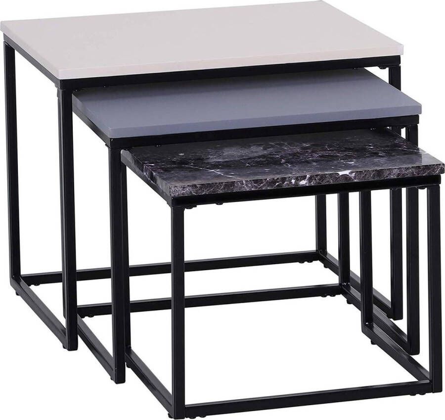 Homcom HOMdotCOM Salontafel set van 3 55 x 40 x 45 cm 48 x 37 x 40 cm 41 x 34 x 35 cm