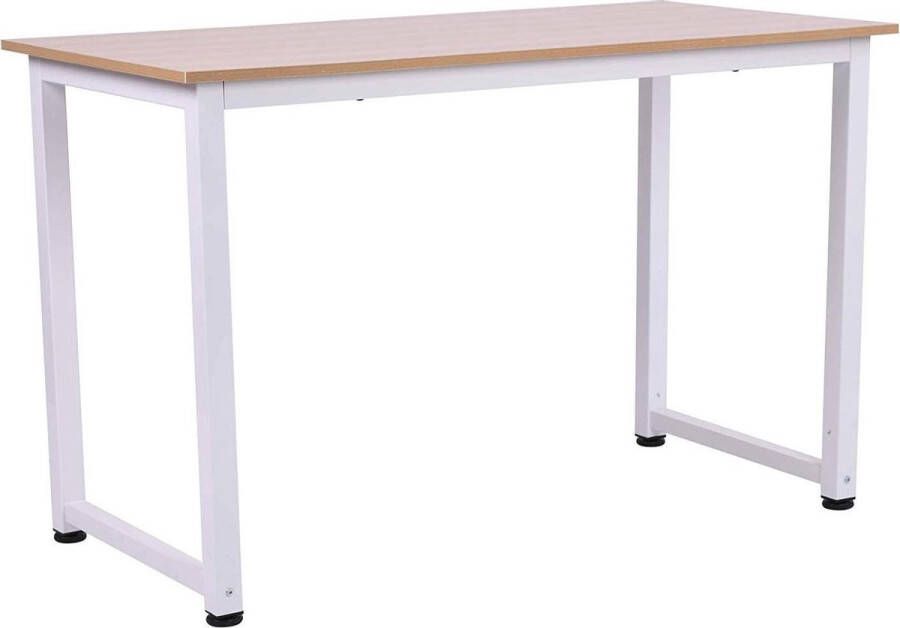 Homcom HOMdotCOM Schrijftafel bureau naturel hout wit 120 x 60 x 76 cm - Foto 1