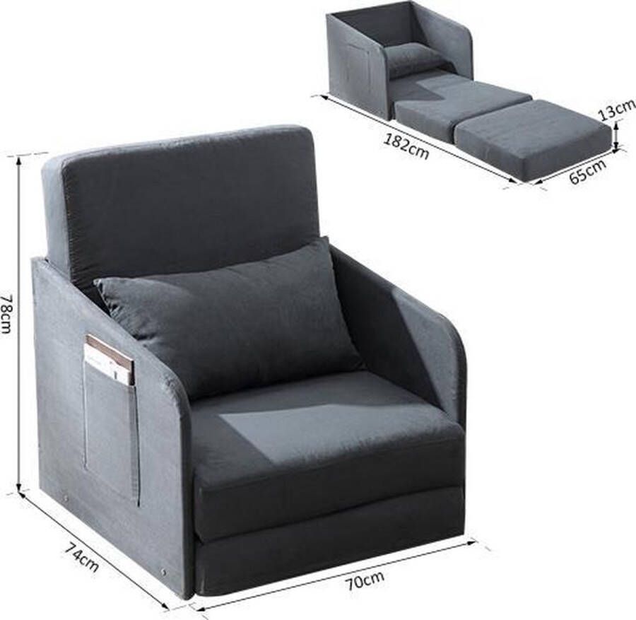 Homcom HOMdotCOM Slaapbank npersoons met wasbaar overtrek grijs 70 x 74 x 78cm