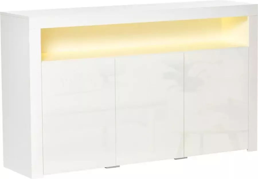 Homcom Hoogglans dressoir opbergkast keukenkast met LED-verlichting 838-144