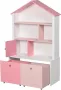 Homcom Kinderkast vrijstaande kast boekenkast decoratieve kast voor meisjes 4 vakken roze 311-012 - Thumbnail 2