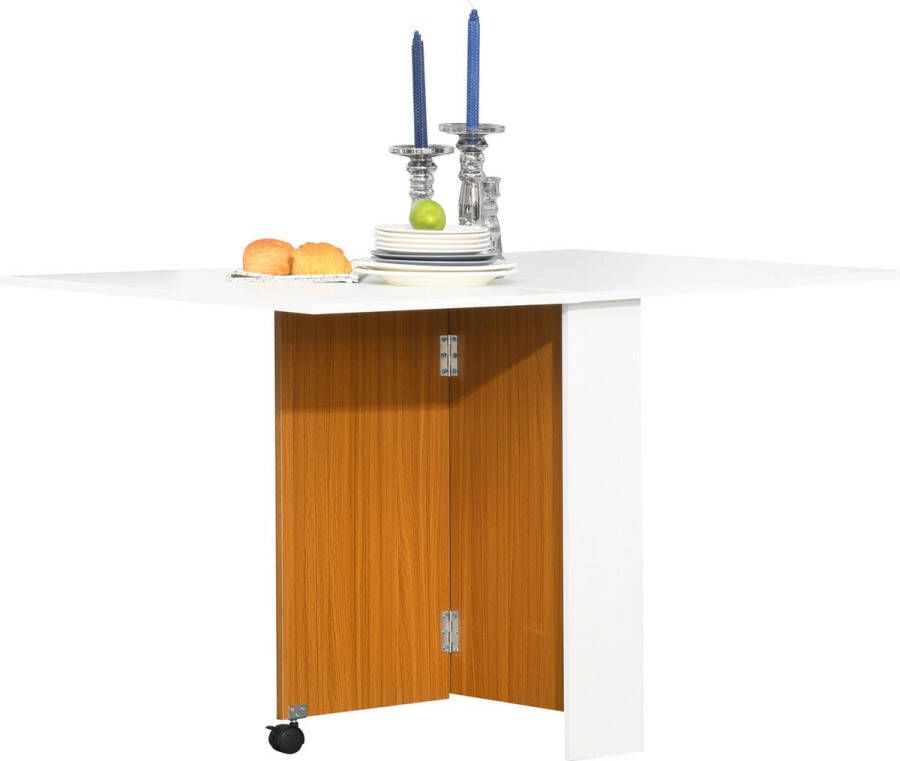 Homcom Klaptafel mobiele tafel met wielen bureau bijzettafel Bureau 833-412