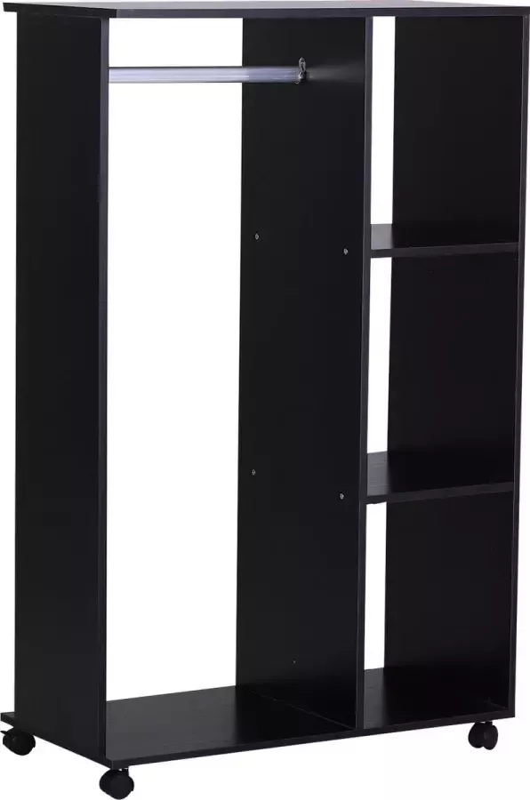 Homcom Kledingkast open gangkast met spijlen en wielen 831-078