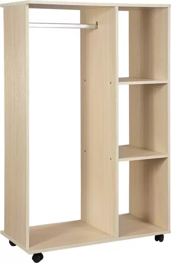 Homcom Kledingkast open gangkast met spijlen en wielen 831-078
