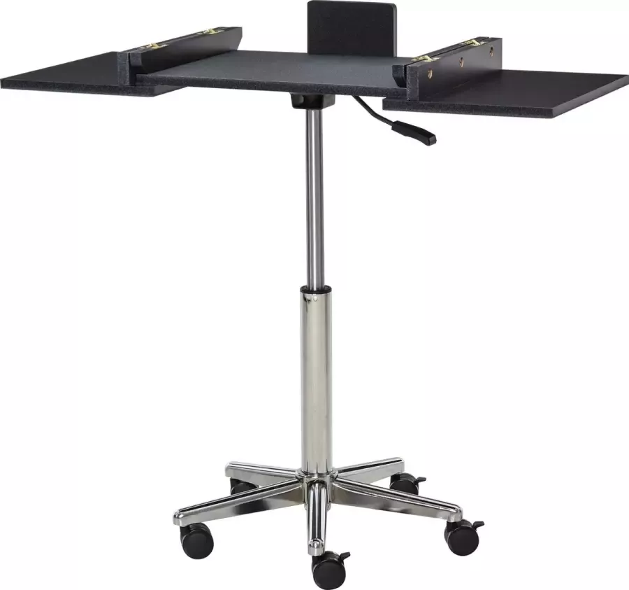 Homcom Laptoptafel laptopstandaard met wielen in hoogte verstelbaar inklapbaar staal zwart 836-284