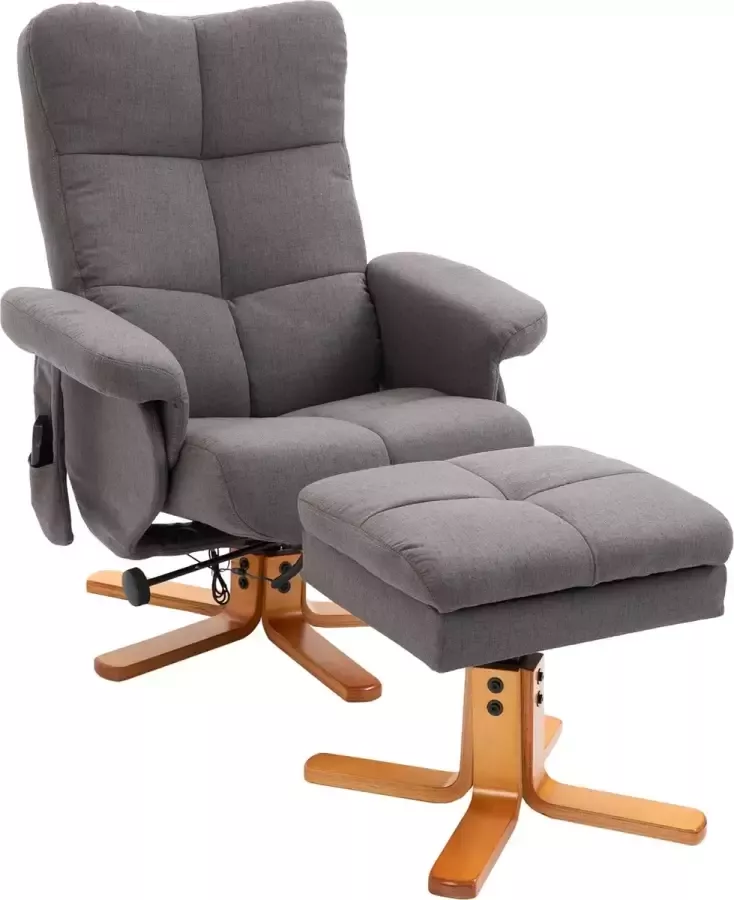 Homcom Massagefauteuil met voetenbank relaxfauteuil helling op 145 ° kunstleer donkergrijs 700-111V03