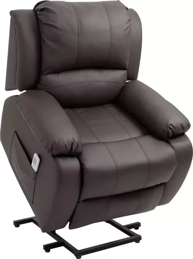 Homcom Massagestoel opstahulp tv-stoel relaxstoel relaxfunctie bruin 713-070