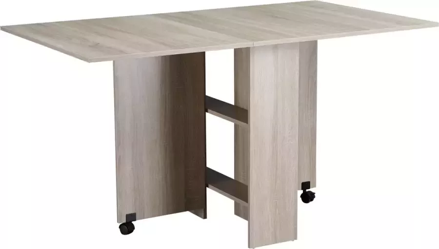 Homcom Mobiele tafel bureau klaptafel bijzettafel opbergschappen hout 835-058