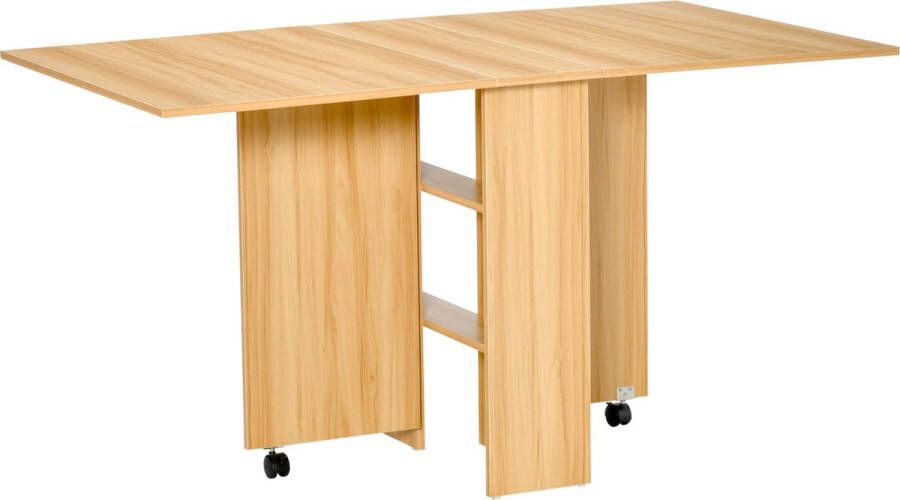 Homcom Mobiele tafel klaptafel met wielen bureau bijzettafel opbergruimte 833-413