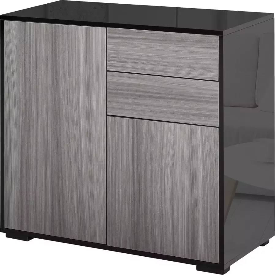 Homcom Opbergkast multifunctionele kast archiefkast kast dressoir zwart + grijs 838-075