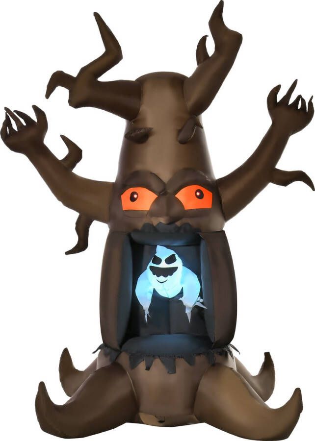 Homcom Opblaasbare Halloween-boom spook met 3 lampen voor in de tuin polyester bruin 844-228V90