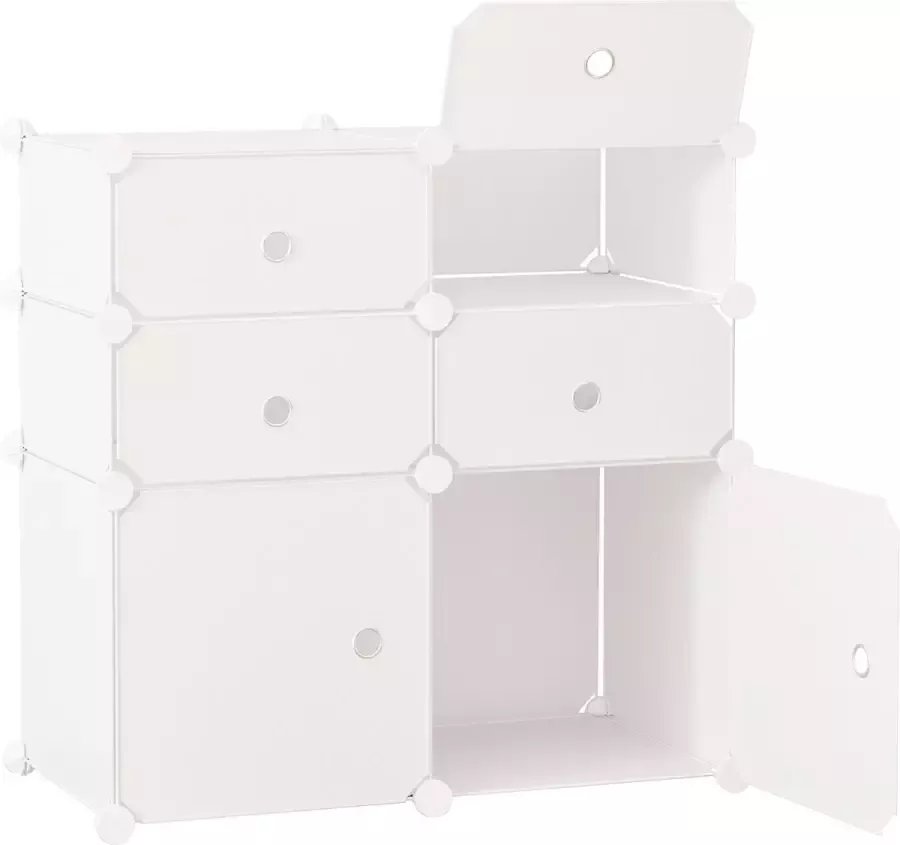 Homcom Rek met opbergboxen kast kledingkast wit grijs 831-178 - Foto 3