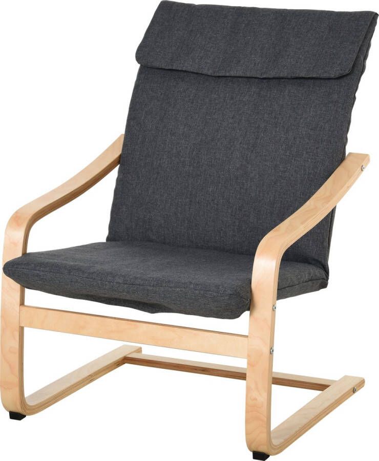 Homcom Relaxstoel fauteuil met armleuningen linnen bekleding houten frame 833-816 - Foto 1