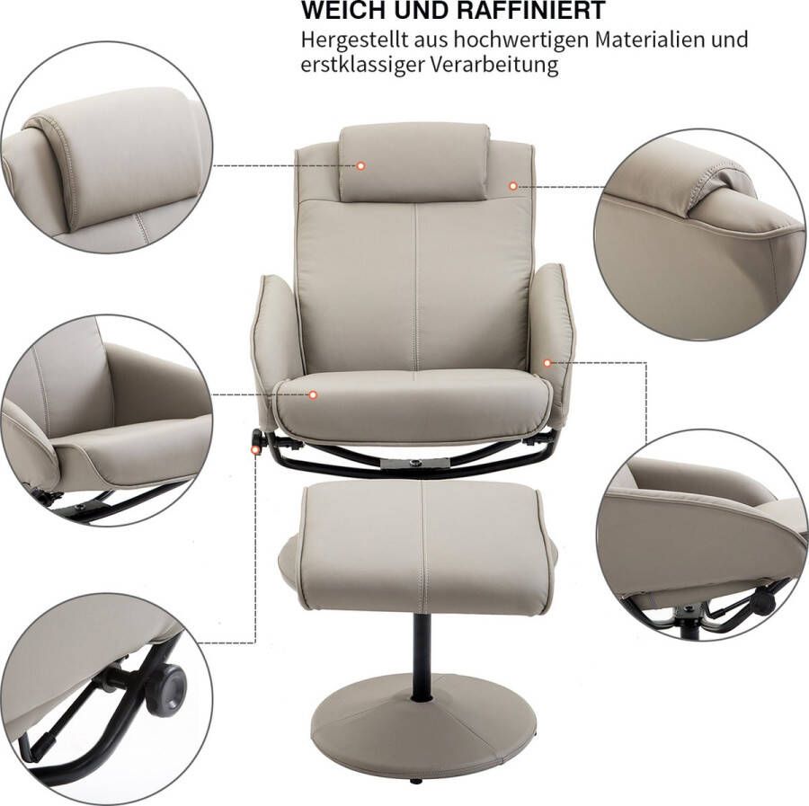 Homcom Relaxstoel stoel tv-stoel met voetensteun stoel met armsteun 360° draaibaar gijs 833-360 - Foto 2