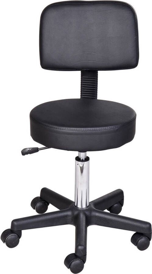Homcom Rolkruk werkstoel cosmetische stoel draaistoel kruk professionele salonstoel zwart 71-0013