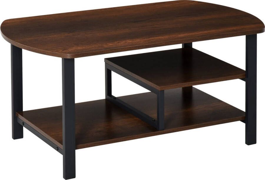 Homcom Salontafel met planken industriële stijl voor woonkamer bruin 833-952