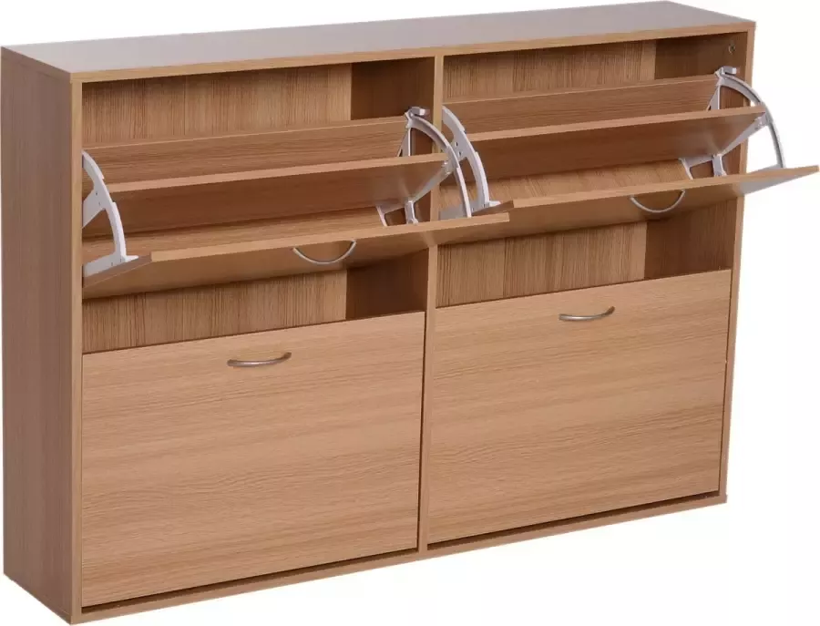 Homcom Schoenenkast met kantelklep schoenenkast schoenenrek schoenplank 16 · 24 paar schoenen met 4 kleppen 837-004