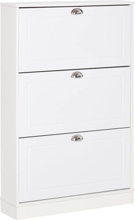 Homcom Schoenenkast schoenencommode voor de entree duurzame spaanplaat MDF wit 837-142