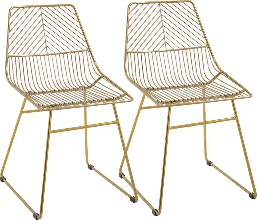 Homcom Set van 2 eetkamerstoelen keukenstoel luxe modern metaal goud 46 x 56 x 80 cm 835-432