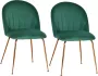 Homcom Set van 2 eetkamerstoelen keukenstoel met rugleuning groen + goud 835-381 - Thumbnail 2