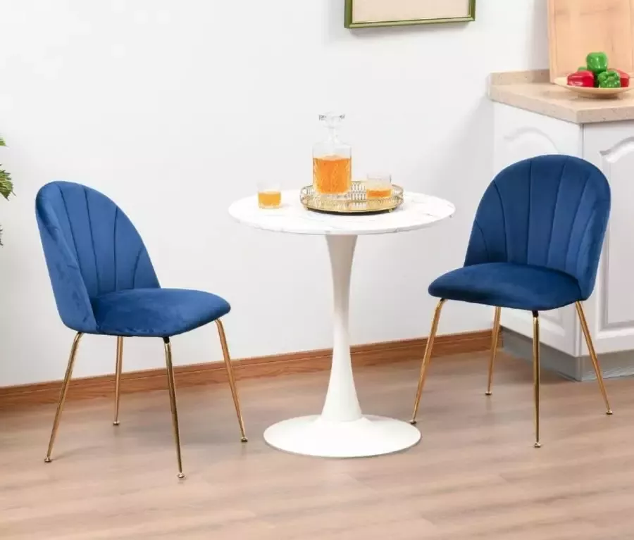 Homcom Set van 2 eetkamerstoelen keukenstoel met rugleuning groen + goud 835-381