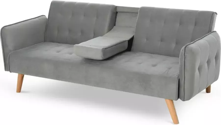 Homcom Slaapbank chaise longue slaapbank 3-zits bankstel in stof grijs 833-836