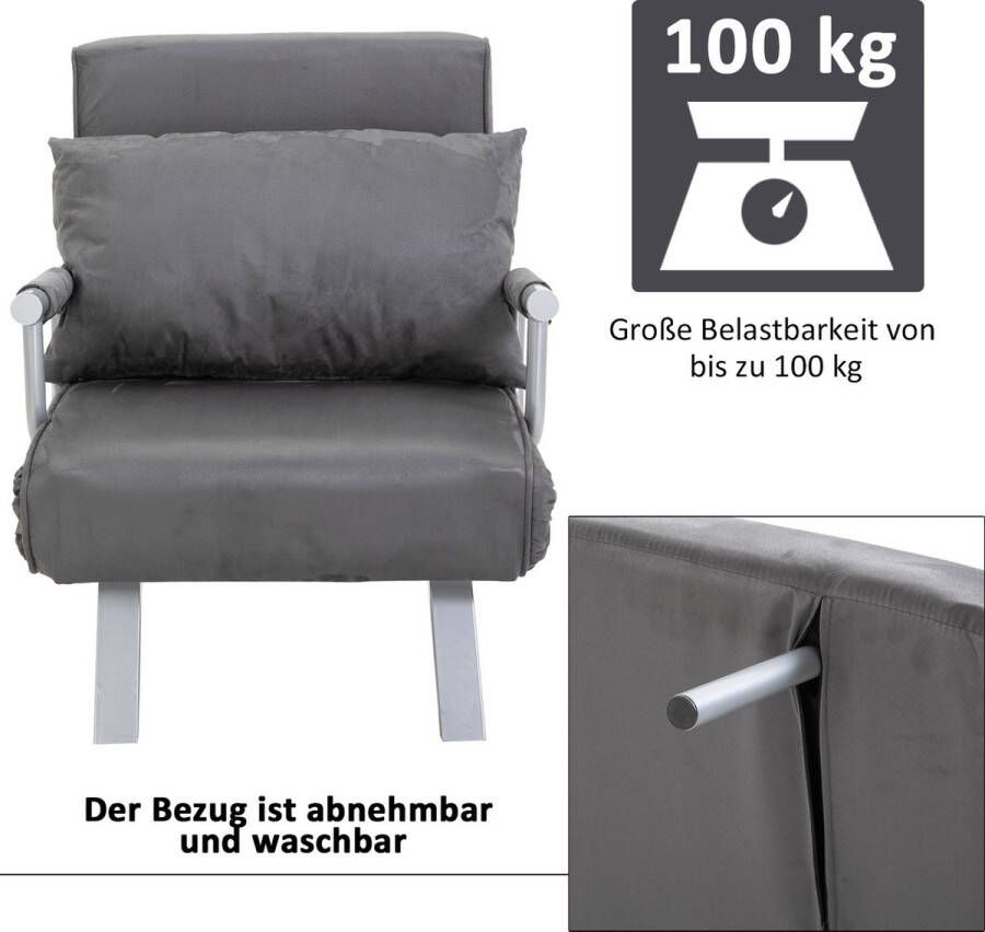 Homcom Slaapbank met armleuningen slaapfauteuil logeerbed opklapbed chaise longue 833-040 - Foto 2