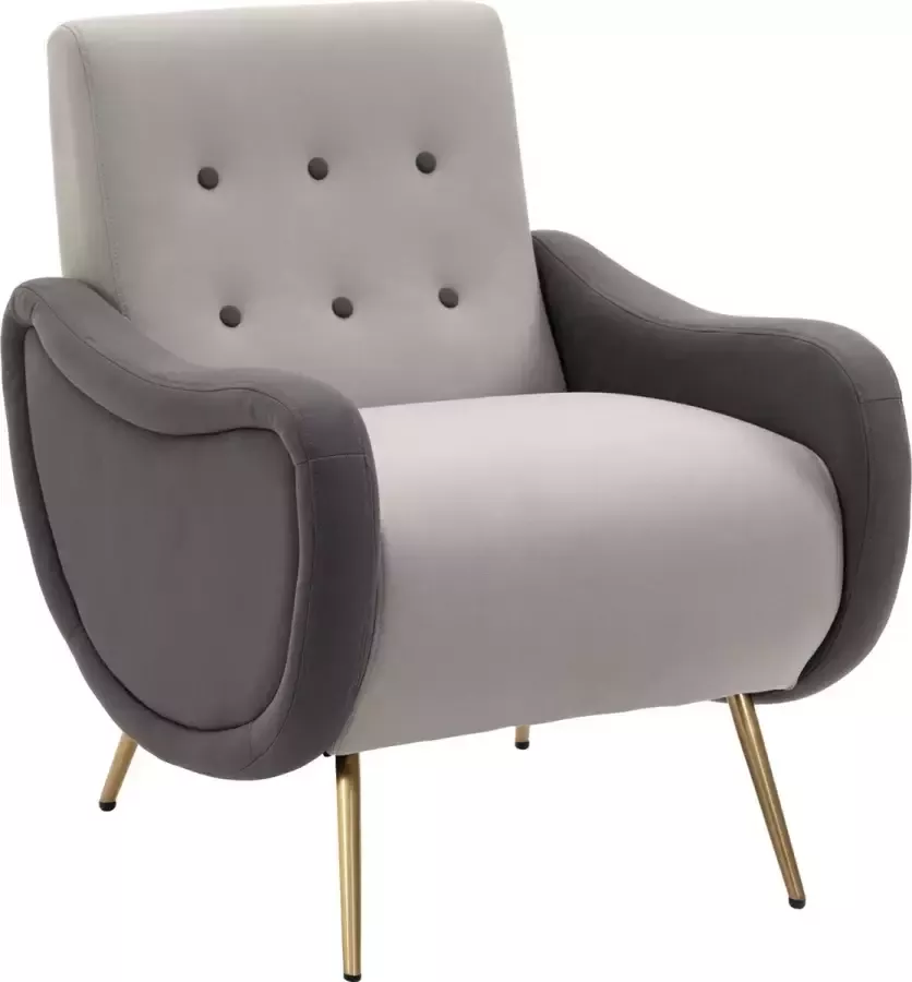Homcom Stoel met tufting relaxfauteuil stoel houten metalen poten polyester grijs 839-094