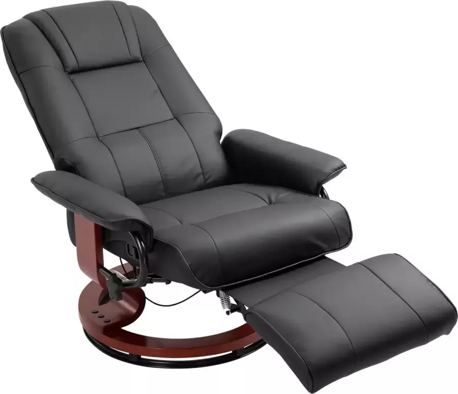 Homcom TV fauteuil verstelbare fauteuil kunstleder 360 ° draaistoel kantelbare houten voet 833-621