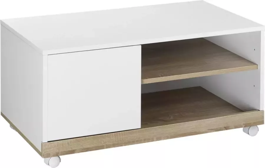 Homcom Tv meubel met 2 wielen Modern Tv meubel Lowboard Dressoir Wit 833-948