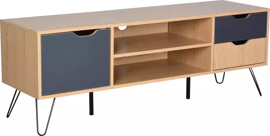 Homcom Tv-meubel tv-dressoir kastelement met schuiflade spaanplaat metaal grijs 833-738