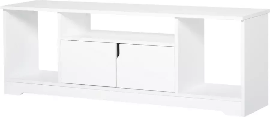 Homcom Tv-meubel Tv-tafel met kast en open planken wit 833-951