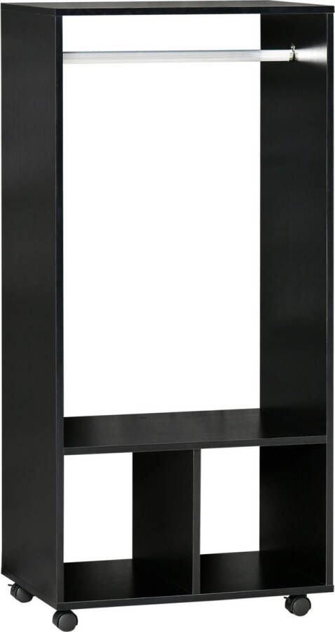 Homcom Verrijdbare kledingkast garderobekast stelling voor slaapkamer zwart 831-208