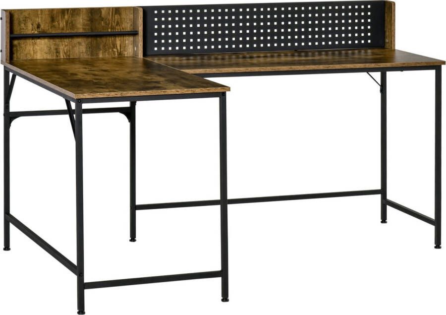 HOMdotCOM Opbergbureau organizer modern werkstation hoek klein secretair thuiskantoor schrijven hout ergonomisch zwaar meubilair compacte kast hout laptop eenvoudig station modern kerstcadeau