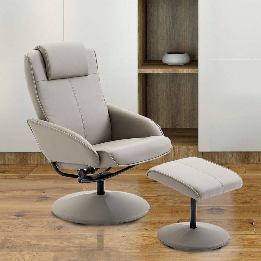 HOMdotCOM Relaxfauteuil met Voetensteun 360 graden Draaibaar Grijs