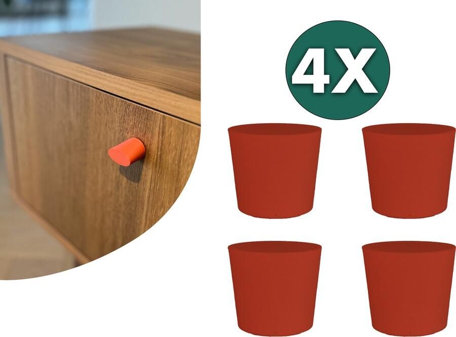 Home 3D Kastknop Rood – Set van 4 – Deurknoppen voor Kasten – Incl. Bevestigingsmateriaal – Ontworpen en Gemaakt in Nederland - Foto 3