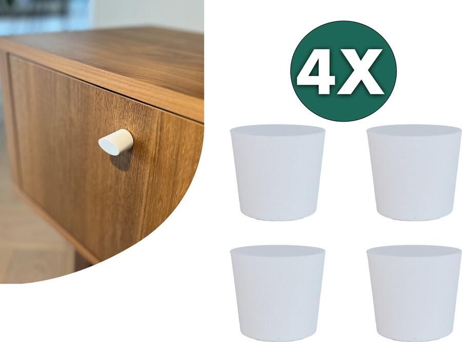 Home 3D Kastknop Wit – Set van 4 – Deurknoppen voor Kasten – Incl. Bevestigingsmateriaal – Ontworpen en Gemaakt in Nederland - Foto 3