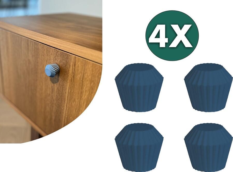 Home 3D Kastknop Blauw – Set van 4 – Deurknoppen voor Kasten – Incl. Bevestigingsmateriaal – Ontworpen en Gemaakt in Nederland - Foto 2