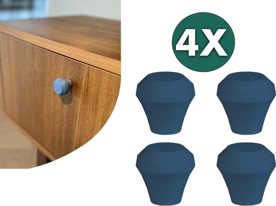 Home 3D Kastknop Blauw Set van 4 – Deurknoppen voor Kasten Incl. Bevestigingsmateriaal Ontworpen en Gemaakt in Nederland - Foto 2