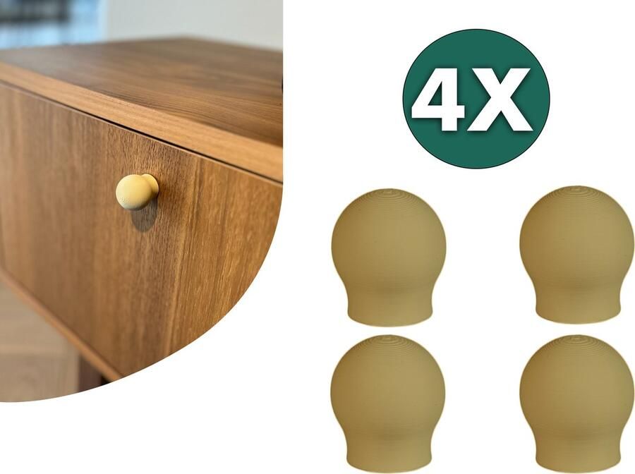 Home 3D Kastknop Beige – Set van 4 – Deurknoppen voor Kasten – Incl. Bevestigingsmateriaal – Ontworpen en Gemaakt in Nederland - Foto 2