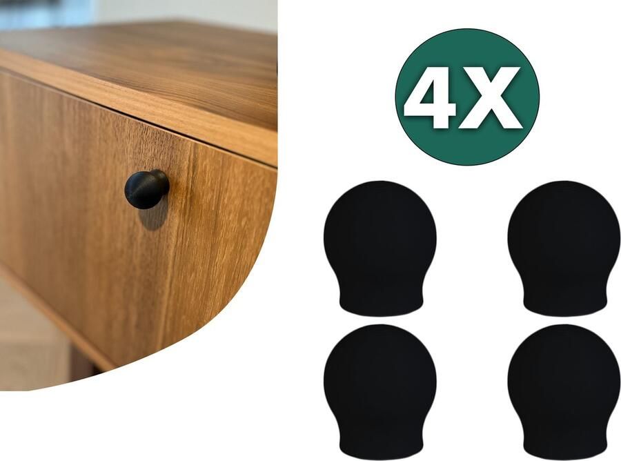 Home 3D – Kastknop Zwart – Set van 4 – Deurknoppen voor Kasten – Incl. Bevestigingsmateriaal – Ontworpen en Gemaakt in Nederland - Foto 2