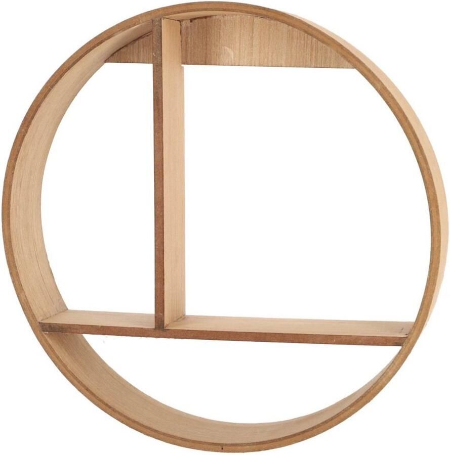 Home Accents wandrek lichtbruin 37 cm wandkast houten wanddecoratie rond houten wandrekken decoratieve wandkast muurdecoratie