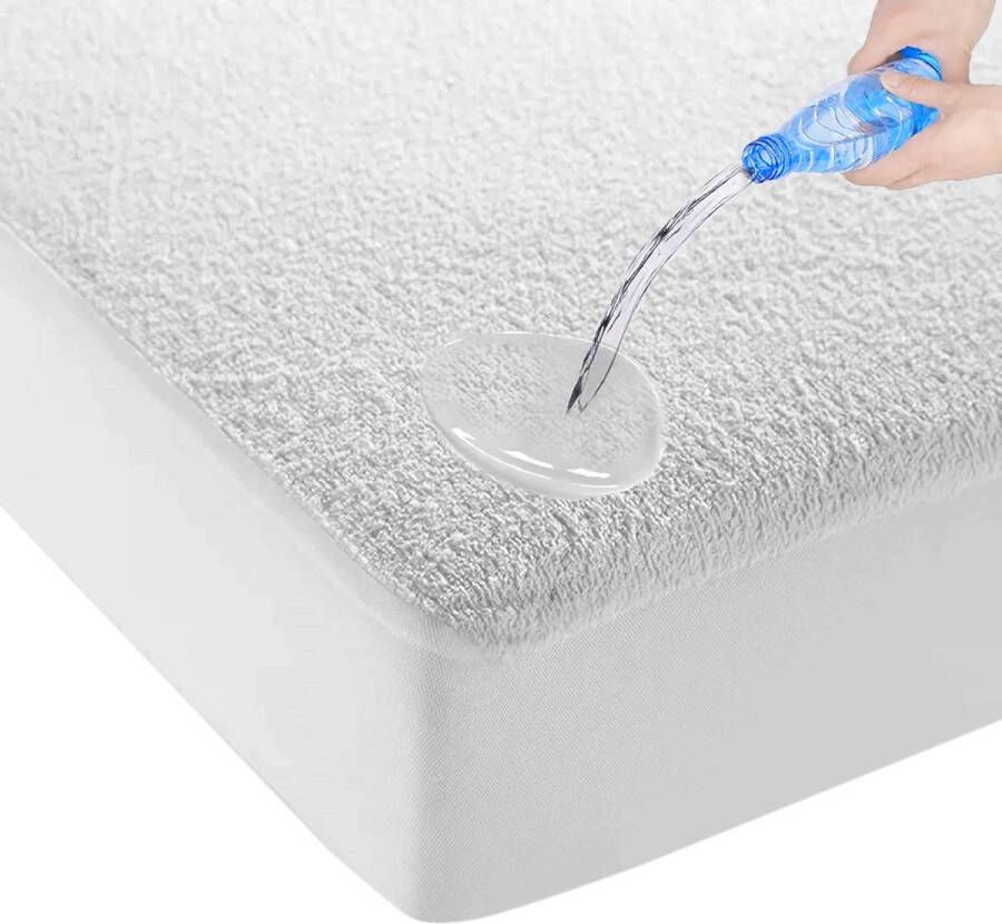 Home bedding Deze vernieuwde Waterdicht Matrasbeschermer-Hoeslakenbadstof-Antibacteriëel-Rondom Elastiek is de ideale oplossing voor het beschermen van de matras tegen vloeistoffen-Wit Baby-Ledikant-60x120-cm