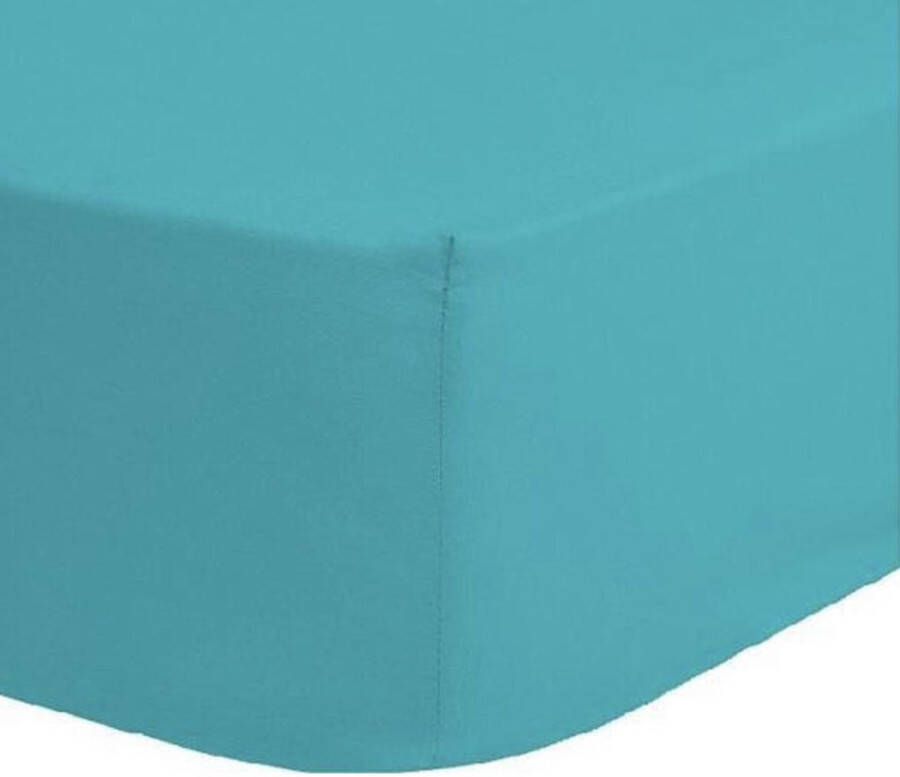 Home bedding Premium hoeslaken-jersey-100% katoen -stretch-Lits-jumeaux-200x200 +40cm-Hoekhoogte -geschikt voor boxspring- -Turquoise
